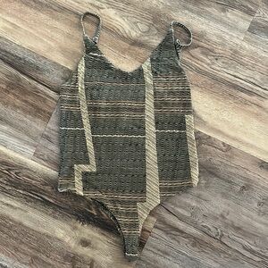 Striped Bodysuit in Black and Tan